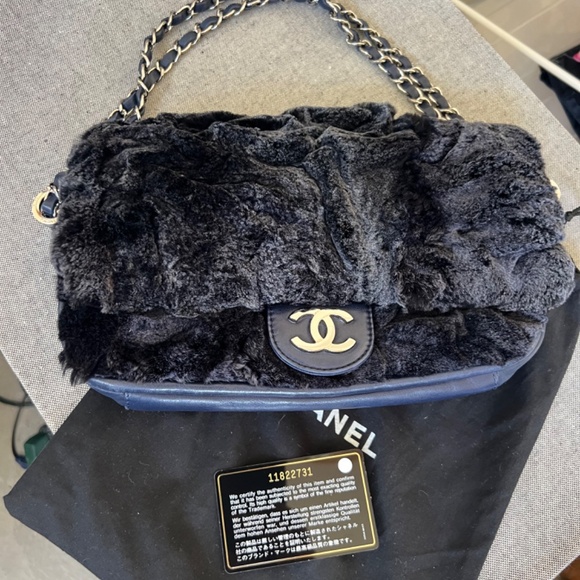 CHANEL Handbags - Authentic Chanel - Lapin Rabbit Fur and Leather Classic Single Flap Handbag